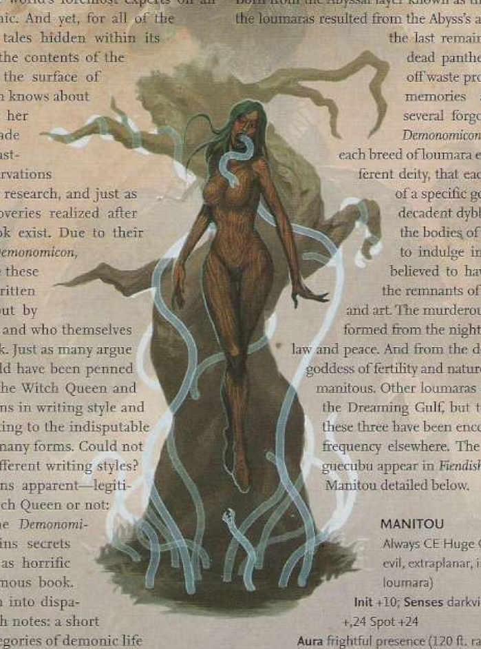 A zoom in of the art inlaid into the article, which seems to depict a nude woman who mysteriously doesn't have nipples or pubic indicators, flowing before a tree with spectral tentacles about her and one emerging from her mouth.