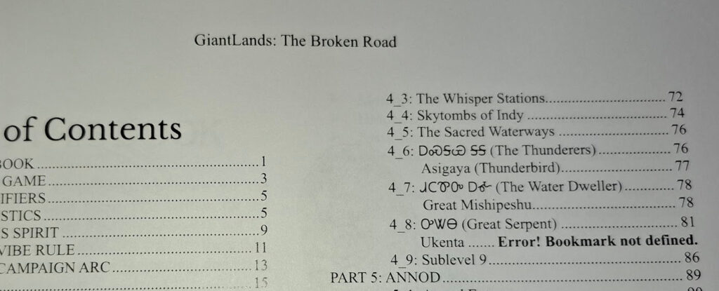 A photo of the table of contents which features a "Error! Bookmark not defined!" in the table.