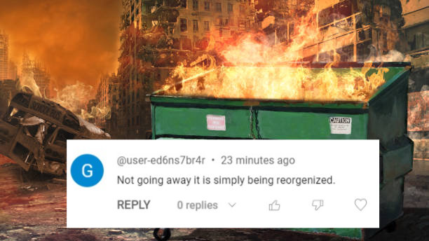 A comment from "@user-ed7ns6br4r" "Not going away it is simply being reorgenized."