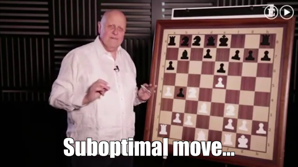 A different frame from the "Outstanding move" meme video, with the title of "Suboptimal move..."